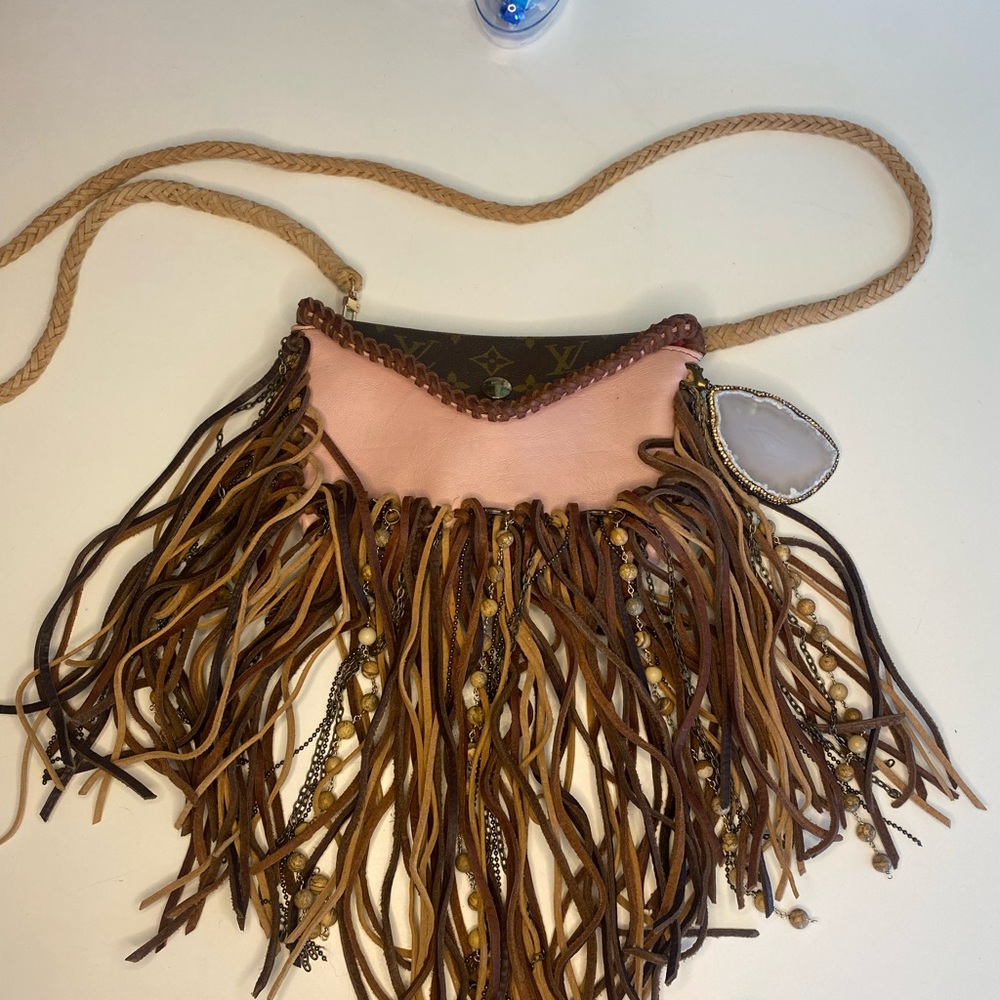 Vintage Boho Fringe Leather Crossbody Bag